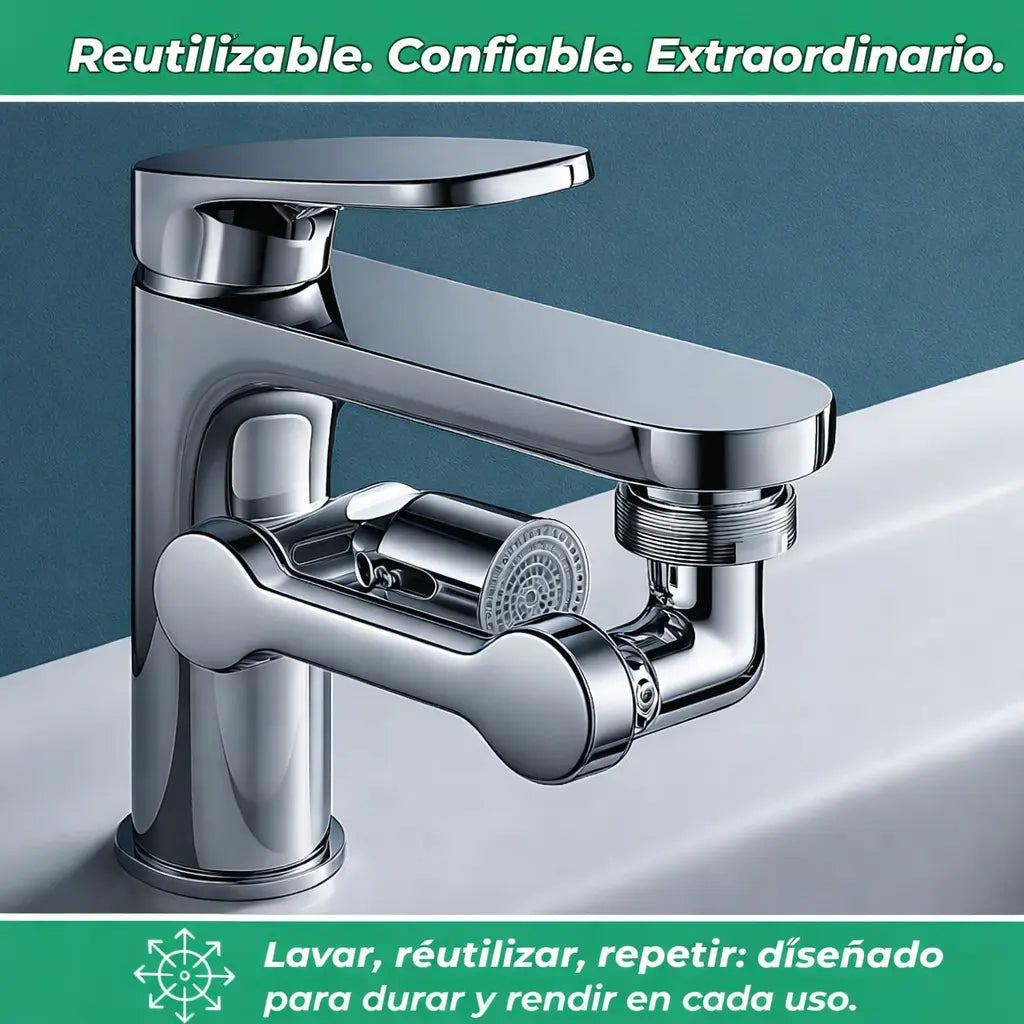 Aquaflex – Extensión Giratoria de Grifo 1440° · Ahorro de Agua Integrado Vivarro Shop