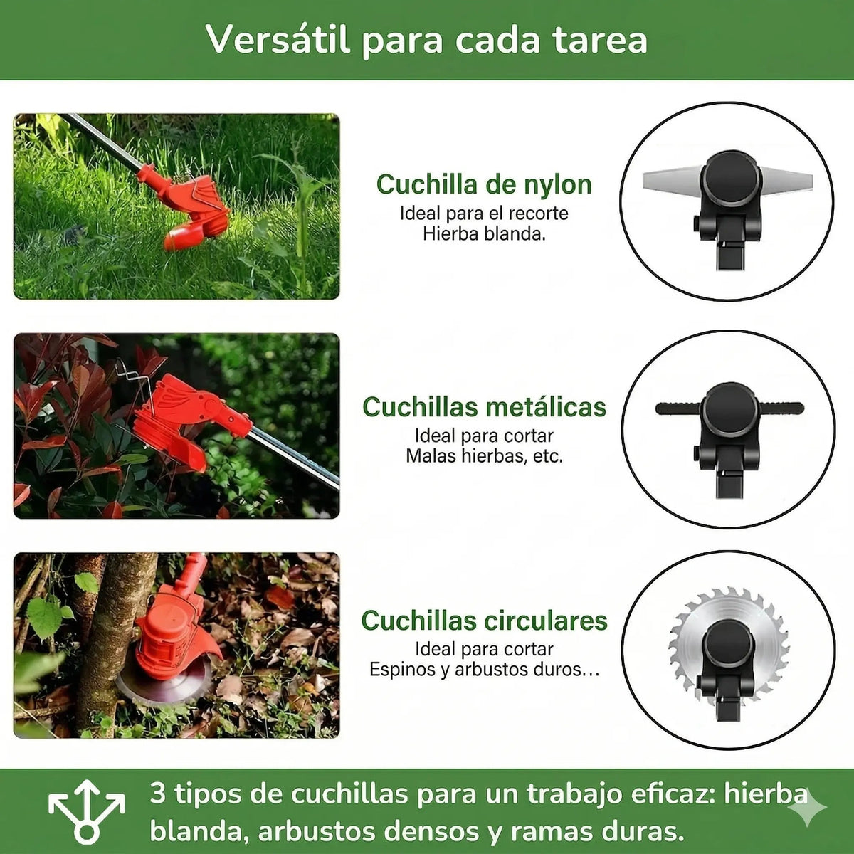 Desbrozadora inalámbrica de alta potencia D80 PRO: corta césped, arbustos y ramas gruesas. Vivarro