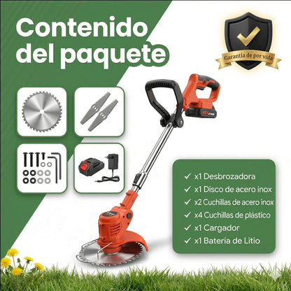 Desbrozadora inalámbrica de alta potencia D80 PRO: corta césped, arbustos y ramas gruesas. Vivarro