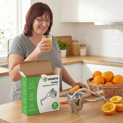 CitruMax | Exprimidor manual de acero 3 en 1 | Zumo fresco en segundos Vivarro