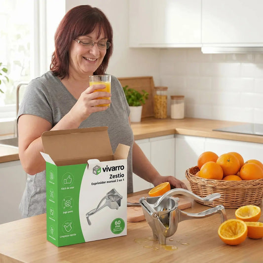 CitruMax | Exprimidor manual de acero 3 en 1 | Zumo fresco en segundos Vivarro