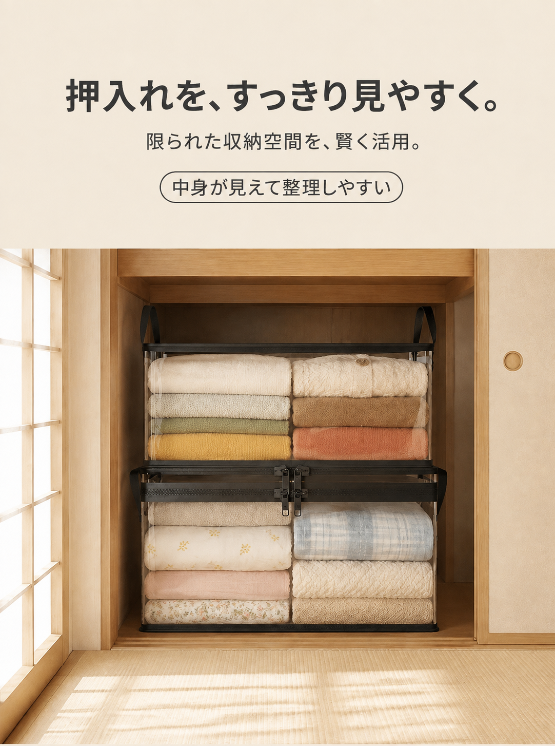 押入れをすっきり見やすく整理